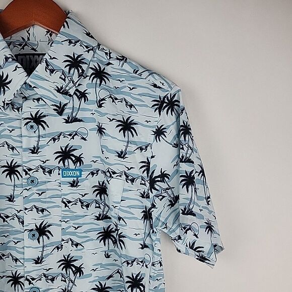 Dixxon Flannel Shirt Men XS Moorea Party Palm Tree Hawaiian Travel Lightweight - Picture 6 of 11